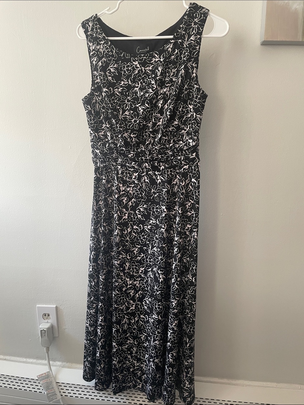 connected apparel Black and White Floral Maxi Dress